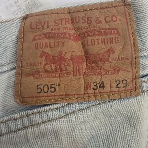 Levis Strauss & Co 505 Straight Fit Acid Wash Blue All Seasons Jeans Men W34 L29
